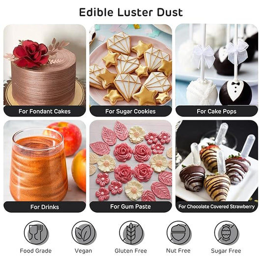 Nomeca Edible Luster Dust, 8 Grams Food Grade Cake Dust Metallic Shimmer Christmas Food Coloring Powder for Cake Decorating, Baking, Fondant, Gumpaste, Chocolate, Candy, Drinks, Cookies - Black
