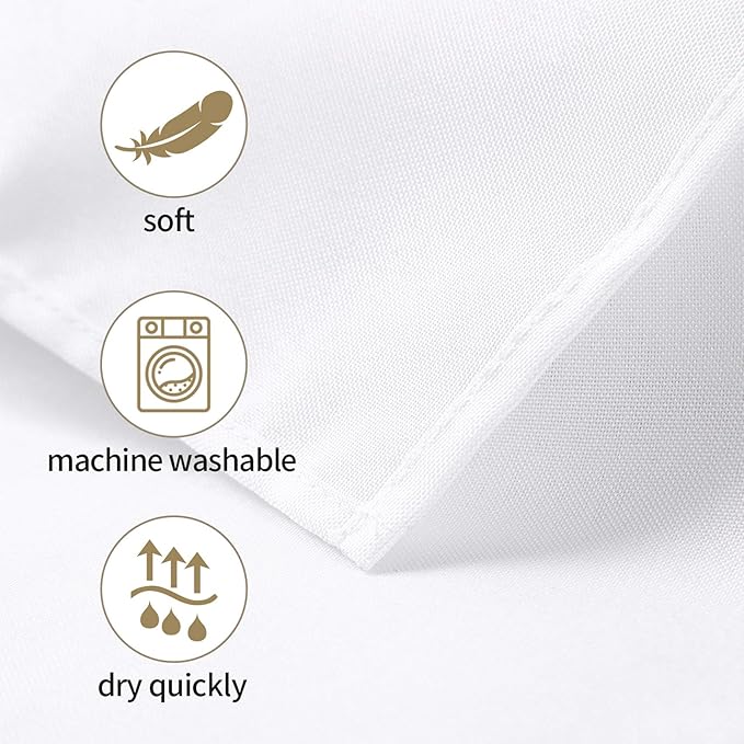 Ascoza 2pack 60x84 Inch White Rectangular Tablecloth 4 Feet Table Cloth in Polyester Fabric for Wedding/Banquet/Restaurant/Parties