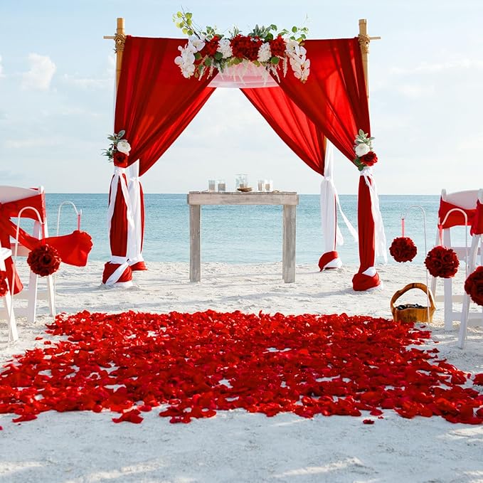 2 Panels Red Backdrop Curtain, 10 x 7 Feet Background Curtains for Parties, Weddings, Baby Showers, Bachelorette Halloween, Christmas Birthday Party Photoshoot Backdrop Curtains Decorations