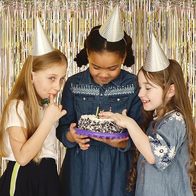 10 Pack Champagne Gold Backdrop Curtain 3.2ft x 8.2ft Metallic Tinsel Foil Fringe Curtains Photo Booth Background for Birthday Party Decoration Engagement Wedding Christmas Decor (Champagne Gold)