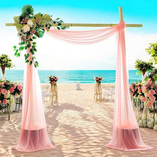 MDS Halloween Chiffon Draping Fabric - 1 Panel, 30" Wide x 20ft Long - Sheer Spooky Arbor & Canopy Drapery for Haunted House Backdrops, Party Ceilings, DIY Costumes & Themed Events - Peach