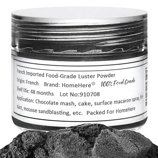 HomeHere Edible Luster Dust Food-Grade Glimmer Powder Glitter for Cake Decorating 7g, Edible Sprinkle Glitter for Cocktails Drinks Baking Candy Dessert Chocolate Vegan Tasteless, Black