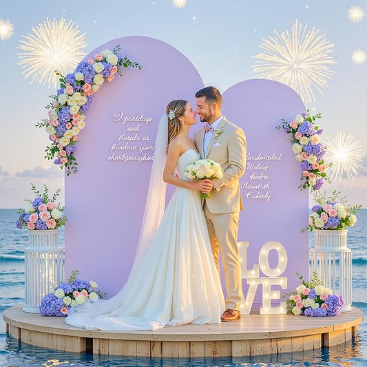 Purple Lavender Arch Backdrop Cover for Wedding, 7.2FT 6FT Set of 2 Stretchy Spandex Fitted Arch Stand Cover for Baby Shower, Birthday Party Decor, Chiara Backdrop Cover with Double-Sided Design