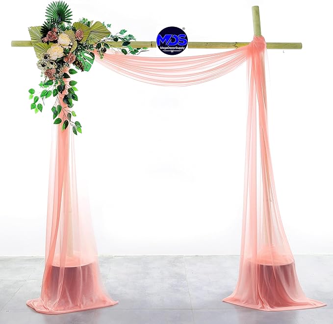 MDS Halloween Chiffon Draping Fabric - 1 Panel, 30" Wide x 30ft Long - Sheer Spooky Arbor & Canopy Drapery for Haunted House Backdrops, Party Ceilings, DIY Costumes & Themed Events - Peach