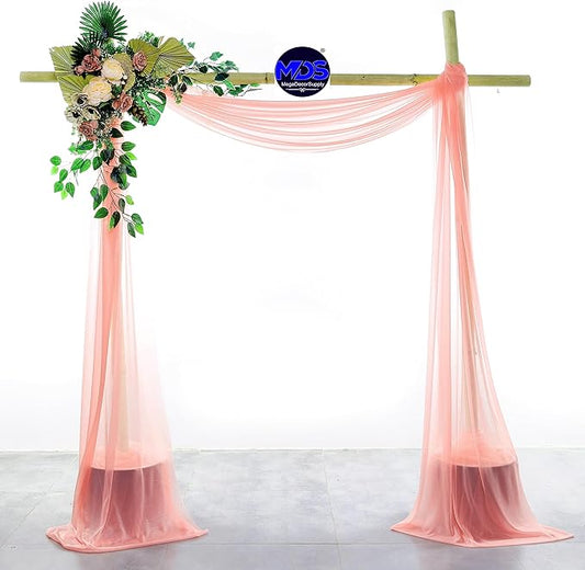 MDS Halloween Chiffon Draping Fabric - 2 Panel, 30" Wide x 20ft Long - Sheer Spooky Arbor & Canopy Drapery for Haunted House Backdrops, Party Ceilings, DIY Costumes & Themed Events - Peach