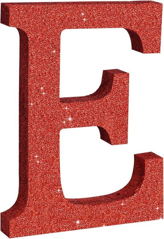 TONIFUL 8 Inch Red Glitter Letter E Table Centerpiece A-Z Red Birthday Party Decorations,Red Alphabet E for Birthday,Chrismas,Graduation,Bridal Shower,Wedding,Anniversary Party Supplies