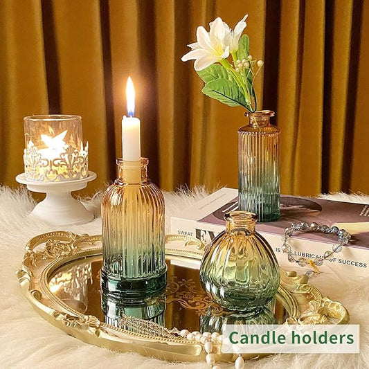 Glass Bud Vases in Bulk Set of 30 Pcs,Small Glass Vases for Flowers as Wedding Centerpieces for Tables,Clear Flower Vases Suitble for Wedding Decorations,Home Decor (Brown Green, 30 pcs)
