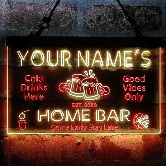 ADVPRO Personalized Your Name Custom Home Bar Beer Established Year Dual Color LED Neon Sign Red & Yellow 16 x 12 Inches st6s43-p1-tm-ry