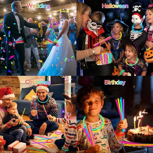 Halloween Glow Sticks Bulk Party Pack- Ultra Bright 500pk Glow in the Dark Party Favors, Glow Decorations, Neon Party Glow Necklaces and Glow Bracelets with Connectors