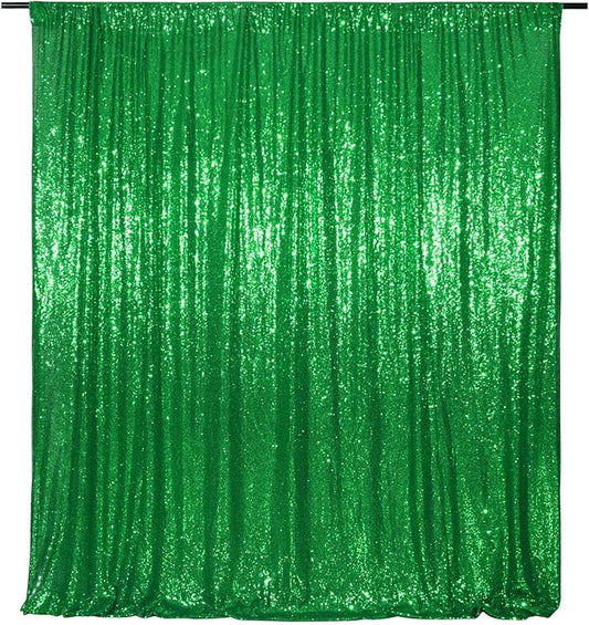 Poise3EHome Green Sequin Backdrop, 6FT x 8FT Green Sequin Photography Backdrop Curtain for St. Patrick's Day Party Decoration