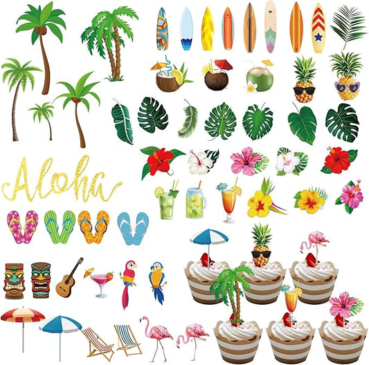 54 Pcs Cupcake Toppers and Cake Decorations for Celebrating Birthday, Anniversary, or Party Supplies