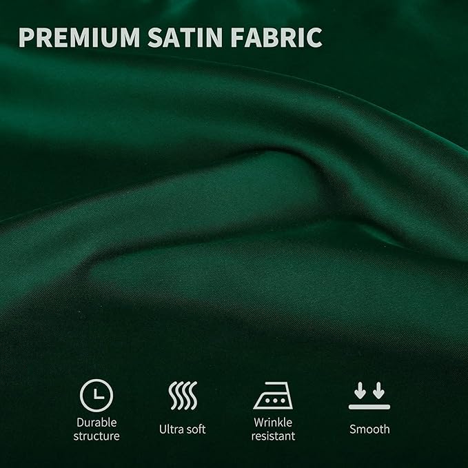 Aneco 16 Pack Square Satin Napkin Bright Silk Table Napkin Soft Smooth Fabric Table Napkin for Wedding Banquet Party Decoration, Forest Green, 17 x 17 Inch
