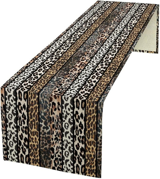 Cow Patchwork Print Table Runner, Country Farm Animal Fur Skin Farm Safari Wildlife Pattern Table Runner for Dinner Dinning Home Kitchen Living Room Party Holidays Setting, 13x36 Inch