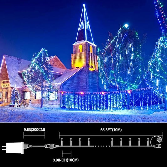 LAMPHOME 33ft Christmas Decorative Mini Lights, 100 LED Transparent Wire Fairy Starry String Lights Plug in, 11 Lighting Modes, for Indoor Outdoor Xmas Tree Wedding Party Decoration (Blue)