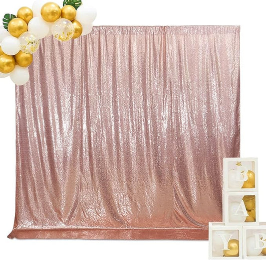 SquarePie Sequin Backdrop Curtain Not See Through Background for Wedding Party 5FT x 7FT Rose Gold