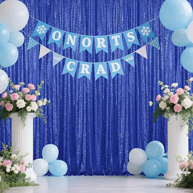 Navy Blue Sequin Backdrop Curtain 2 Pieces 2FTx8FT Glitter Photography Backdrop for Party Wedding Birthday Christmas Decorations