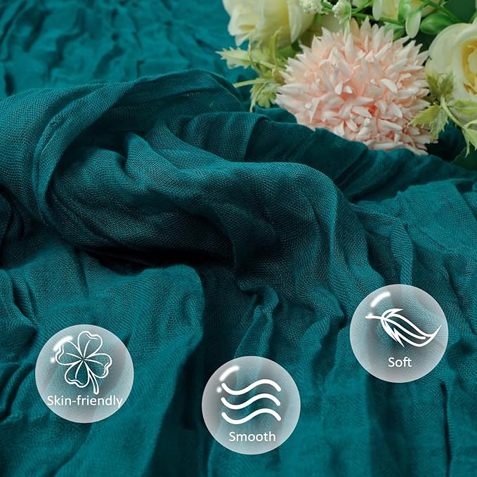 6 Pack Teal Cheesecloth Table Runner 10ft Boho Gauze Fabric Cheese Cloth Table Runner 35 x 120 Inch Rustic Sheer Runner for Romantic Wedding Decor Baby Shower Party Table Centerpiece Decoration