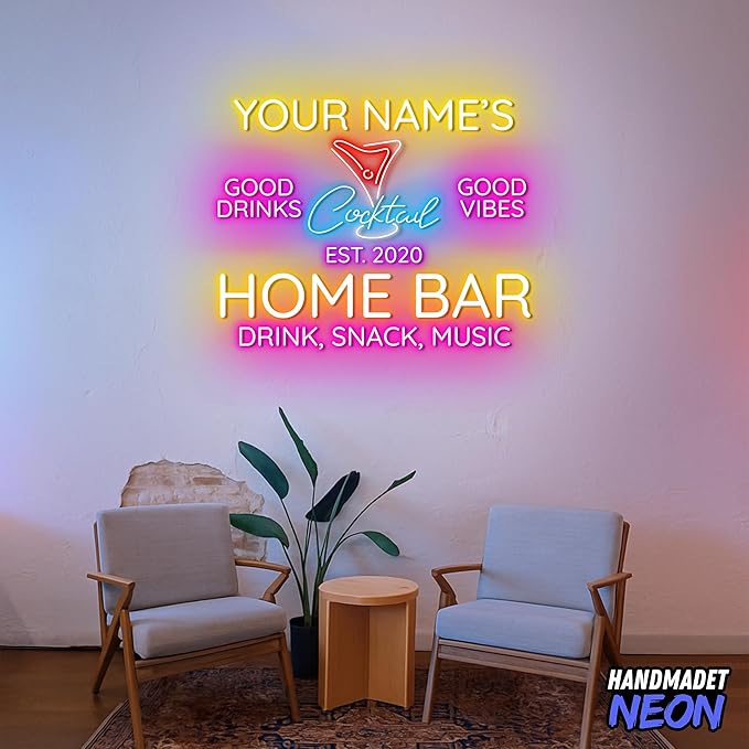 Personalized Cocktail Neon Sign Accessories, Custom Home Bar, Parties, Man Cave Decor Led Light, Wall Art Lights Signs Gifts For Friends, Pub Owners, Party Lovers