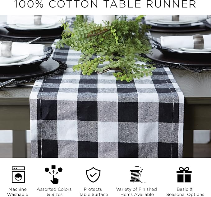 DII Woven Basic Tabletop Collection Chevron Table Runner, 15x72, French Blue
