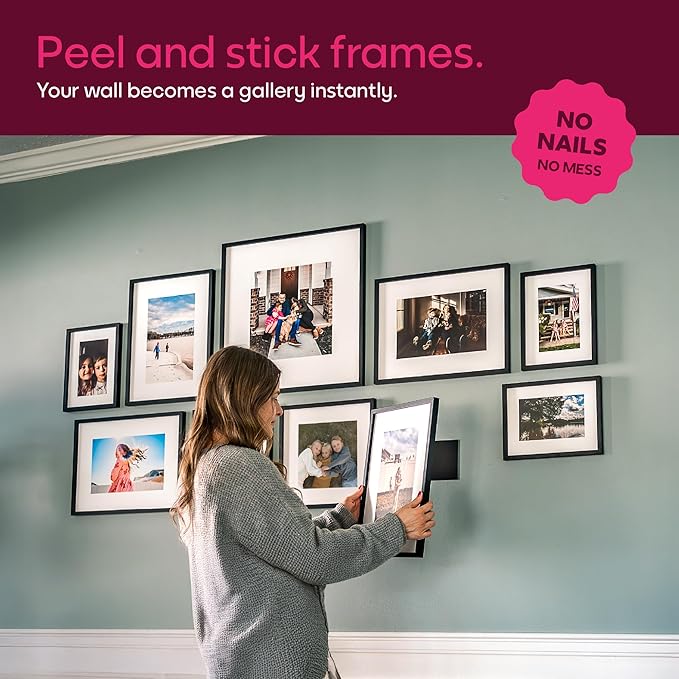 Mixtiles Official - Custom Photo Tiles - Personalized Printed Photos - Magnetic Wall Frames - Adhesive Sticker, No Nails - Various Sizes and Frames - 8x8-tiles-Tile - Black Frame
