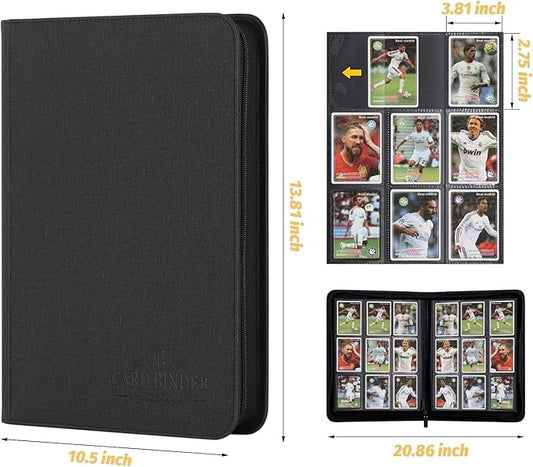 9 Pocket Card Binder, Premium Zip Trading Card Binder, 540 Double Sided Pocket PU Collection Binder, Collector Album, Card Folder for MTG, TCG, Sports Cards (Black)
