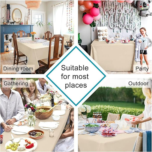 Hiasan Square Tablecloth - Waterproof Washable Polyester Table Cloth for Dining Room Kitchen Party Camping, Beige, 30 x 30 Inch