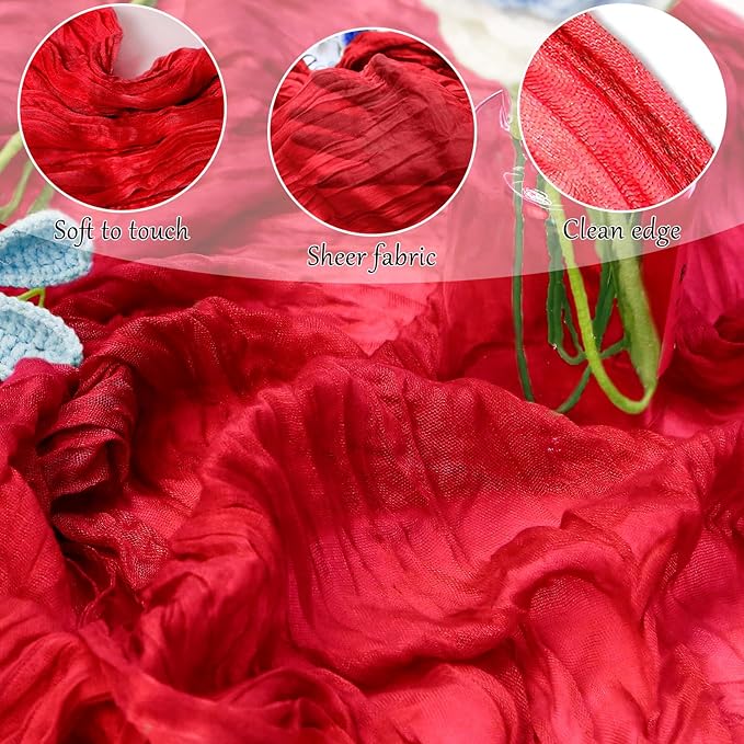 10-Pack Red Cheesecloth Table Runners – 10FT (35x120 Inch) Boho Rustic Gauze Fabric Cheese Cloth Table Runner for Weddings, Baby Showers, Bridal Shower, Farmhouse & Birthday Party Decor