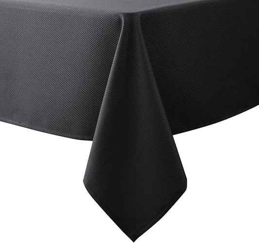 Biscaynebay Textured Fabric Tablecloths 52x70 Rectangular, Black Water Resistant Spill Proof Tablecloths for Dining, Kitchen, Wedding and Parties, Machine Washable