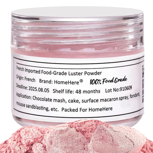 HomeHere Edible Luster Dust Food-Grade Glimmer Powder Glitter for Cake Decorating 7g, Edible Sprinkle Glitter for Cocktails Drinks Baking Candy Dessert Chocolate Vegan Tasteless, Light Pink