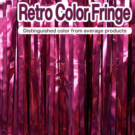 PartyWoo Foil Fringe Curtains, 2 pcs 3.3x6.6 ft Burgundy Red Streamers, Fringe Backdrop, Party Backdrop Curtain, Tinsel Curtains, Door Shimmer, Streamers Party Decorations for Birthday, Christmas