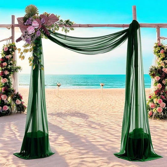MDS Halloween Chiffon Draping Fabric - 2 Panel, 30" Wide x 75ft Long - Sheer Spooky Arbor & Canopy Drapery for Haunted House Backdrops, Party Ceilings, DIY Costumes & Themed Events - Hunter Green