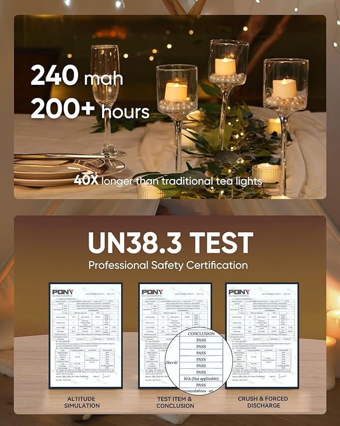 Homemory 48-Pack Novelty Flickering Flameless Tea Lights Candles, 200+Hours Battery-Operated LED Fake Candles for Wedding Table Centerpieces,Proposal,Anniversary, Ivory Base, Ø1.5'' × H1.3''