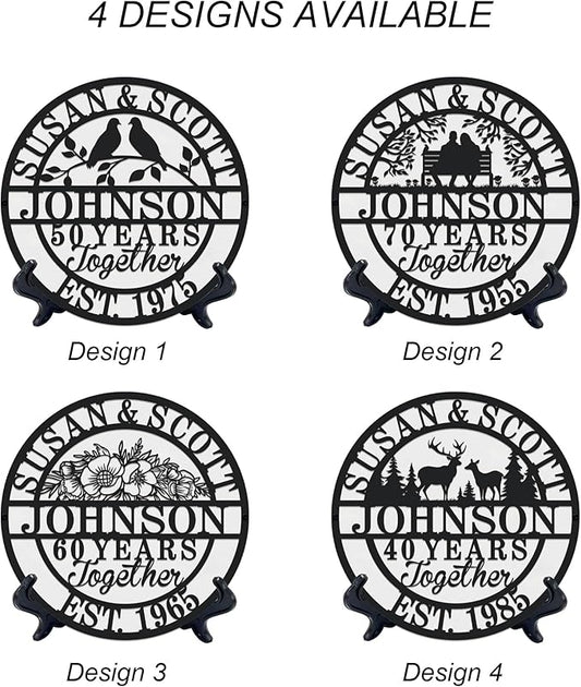 Personalized Christmas Gifts 2025 Best Housewarming Gifts Custom 50th or Any Year Wedding Anniversary Metal Sign Wedding Gifts Personalized Metal Name Signs Monogram Wall Decor