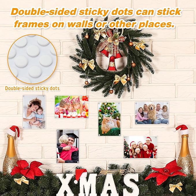4 Pack 4×6 In Acrylic Fridge Magnetic Frame, Photo Picture Frames, Double Sided Photo Refrigerator Magnet Picture Frame, Clear Picture Display Frame