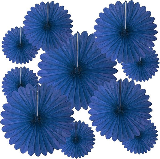20 Pcs Navy Blue Hanging Paper Fan, Round Paper Fans Decorations Set for Weddings, Birthdays, Engagement, Bridal Shower, Baby Shower Event, Graduation, Party Supplies Decor