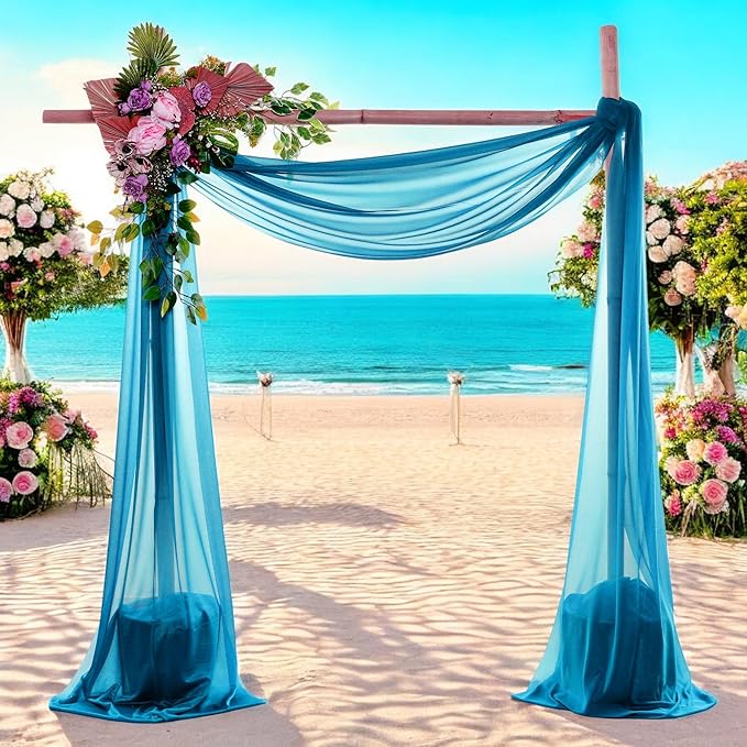 MDS Halloween Chiffon Draping Fabric - 1 Panel, 30" Wide x 100ft Long - Sheer Spooky Arbor & Canopy Drapery for Haunted House Backdrops, Party Ceilings, DIY Costumes & Themed Events - Dark Teal