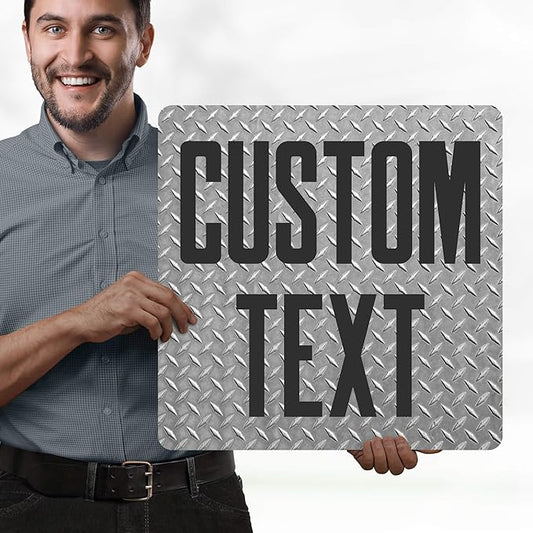 Custom Sign, Custom Street Sign, 11 Font Colors, 13 Font Styles, 4 Hole Options, 22 Sizes, 18x18 Inches, Rust Free DiBound, Fade Resistant, Made in USA by My Sign Center (Diamond Metal)