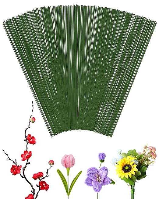 100 PCS 18 Gauge Green Floral Wire Stems for Artificial Flower Making,Flexible Paddle Wires for Crafts Christmas Wreaths Tree,Garland and Floral Arrangements,Florist Wire,Flower Wires for Crafts