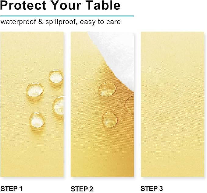 Hiasan Light Yellow Tablecloth for Square Tables - Waterproof and Spillproof Washable Fabric Table Cloth for Dining Room Kitchen Party, 60 x 60 Inch