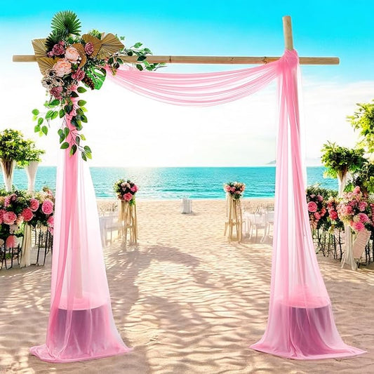 MDS Halloween Chiffon Draping Fabric - 2 Panel, 30" Wide x 40ft Long - Sheer Spooky Arbor & Canopy Drapery for Haunted House Backdrops, Party Ceilings, DIY Costumes & Themed Events - Coral