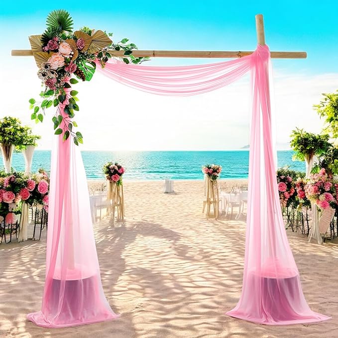 MDS Halloween Chiffon Draping Fabric - 1 Panel, 30" Wide x 40ft Long - Sheer Spooky Arbor & Canopy Drapery for Haunted House Backdrops, Party Ceilings, DIY Costumes & Themed Events - Coral