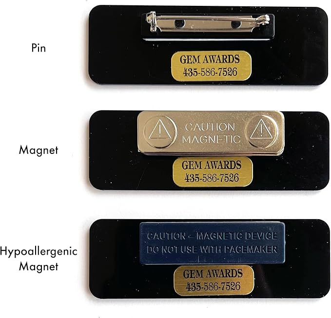 Custom Name Tags - Full Color Logo Name Tags - Scratch Resistant Metal Front & Hard Plastic Back (2 x 3 Inch, Gold)