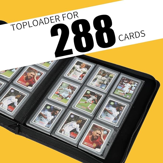 Toploader Binder,Holds 288 Toploaders,9 Pocket Double-Sided Top Loader Binders with Sleeves for 3 x 4'' Toploaders, Card Holder for Trading Cards or Sports Cards (Pink)