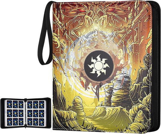 Trading Card Binder for MTG Cards, Premium 9 Pocket Card Binder, 720 Double Sided Pocket Collector Card Album for Standard Cards,Card Collection Folder for YGO/PTCG/Game Cards (Yellow Print)