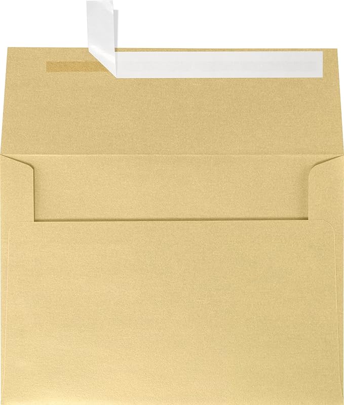 LUXPaper A7 Invitation Envelopes | Peel & Press | 5 1/4" x 7 1/4" | Blonde Metallic | 80lb. Text | 250 Qty