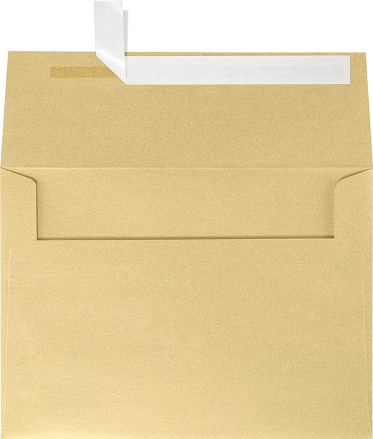 LUXPaper A7 Invitation Envelopes | Peel & Press | 5 1/4" x 7 1/4" | Blonde Metallic | 80lb. Text | 250 Qty