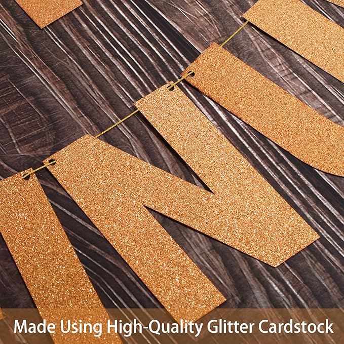 TaoBary 112 Pcs DIY Letter Kit Glitter Customizable Banner Letters Include 107 Letters and Numbers 3 Rope and 2 Needles for Birthday Halloween Christmas Wedding Valentine Party Decor(Glitter Orange)