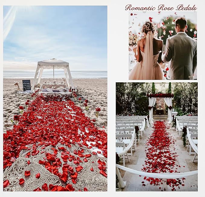 1000Pieces Rose Petals, Artificial Flower Petals Fake Rose Petals for Romantic Night,Wedding,Proposal Anniversary Flower Decorations (Purple Plus White)