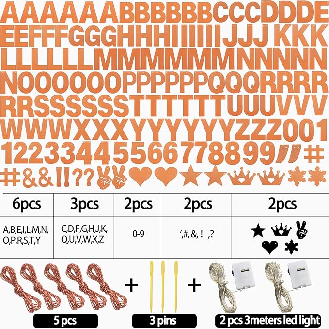 167Pcs DIY Glitter Customizable Banner Kit Custom Banners DIY Happy Birthday Letter Banners Personalized Banner Decor for Easter Day Christmas Baby Shower Birthday Party Decorations(Glitter Orange)
