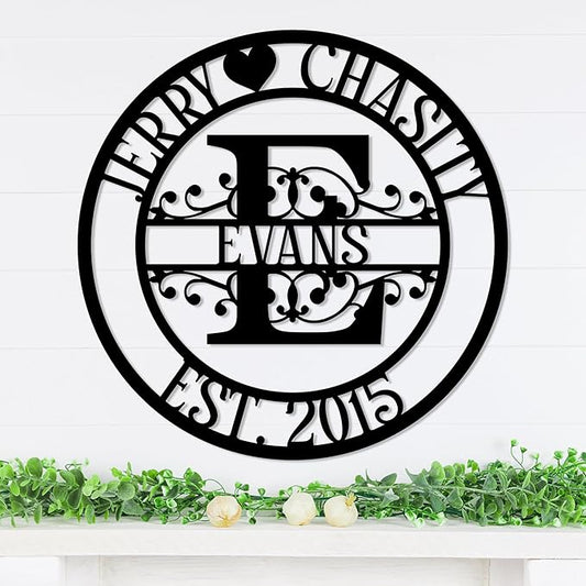 Personalized Metal Name Signs, Split Letter Monogram Wall Decor, Custom Last Name Sign, Family Name Sign for Outdoor, Personalized Wedding Gift, Garden Decor, Metal Wall Art, Housewarming Gift